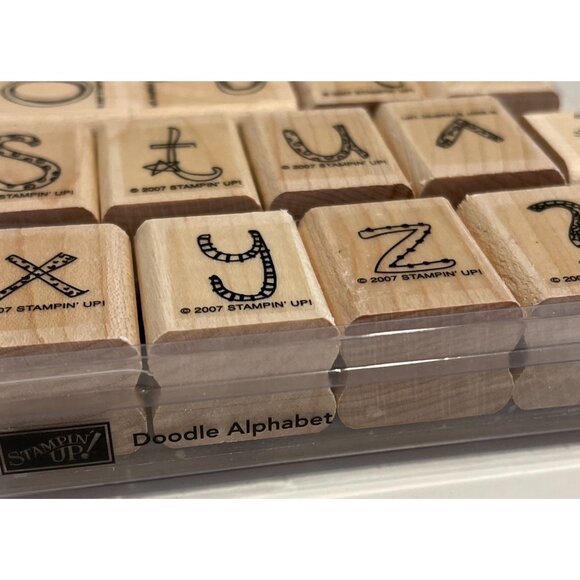 Stampin Up! Doodle Alphabet Rubber Stamp Set In Plastic Case - Picture 3 of 3